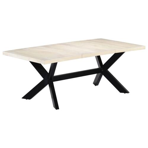 Spisebord 200 x 100 x 75 cm massivt mangotræ hvid