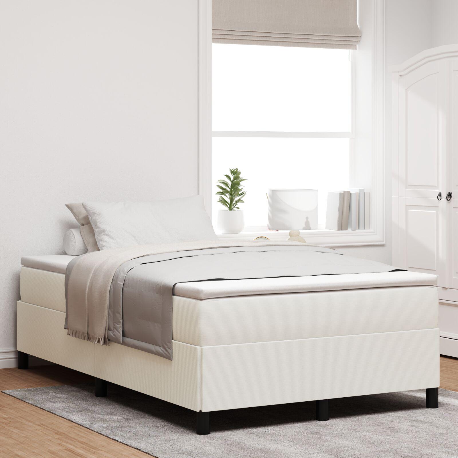 Sengestel Creme 120 x 200 cm Corduroy stof billede