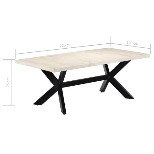 Spisebord 200 x 100 x 75 cm massivt mangotræ hvid