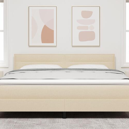 Sengegavl med Linjer Design Creme 180 cm Stof