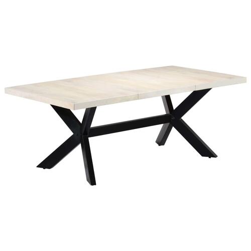 Spisebord 200 x 100 x 75 cm massivt mangotræ hvid