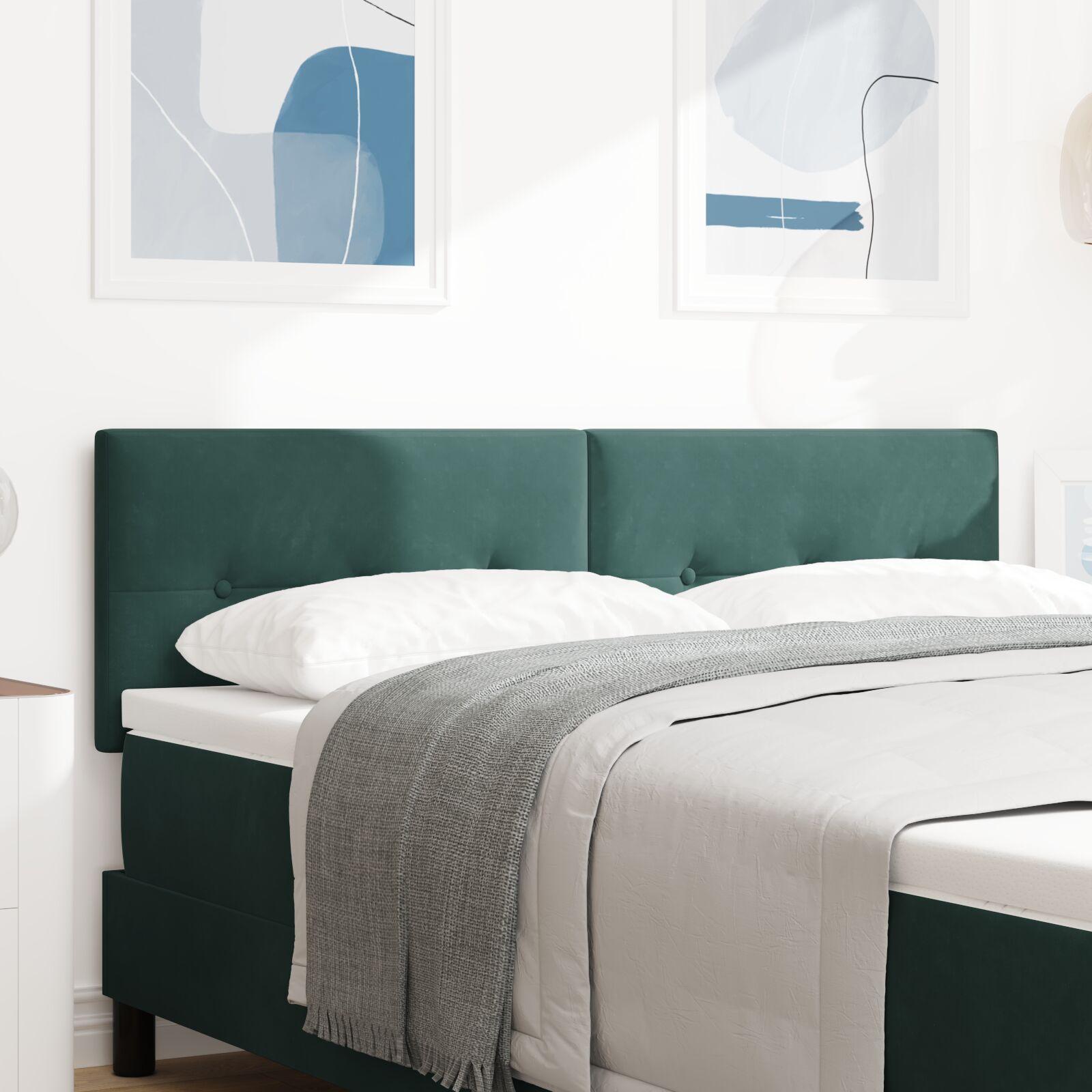 Sengegavl med knaplukning Mørkegrøn 160 cm Velour