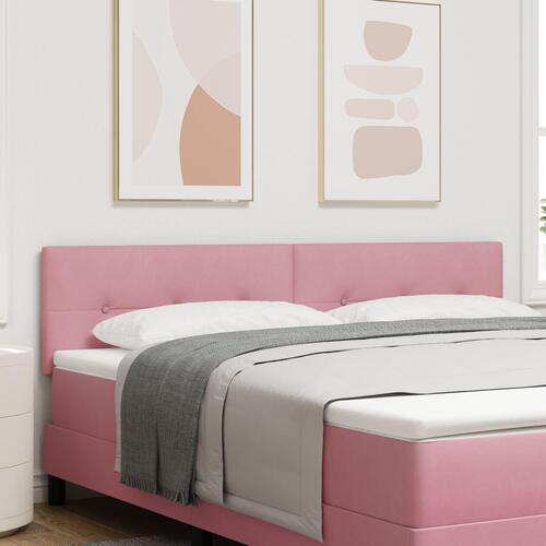 Sengegavl med knapstopning i pink 180 cm velour