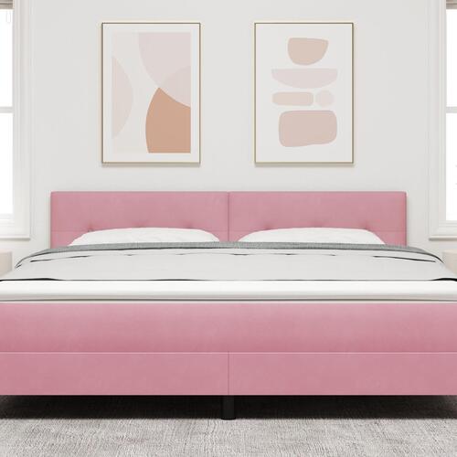 Sengegavl med knapstopning i pink 180 cm velour