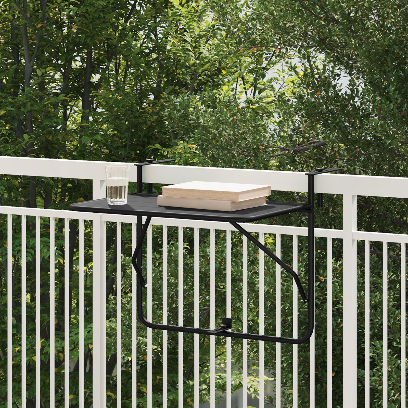 Sammenklappeligt Hængende Balkonbord Sort 60x40 cm i Stål