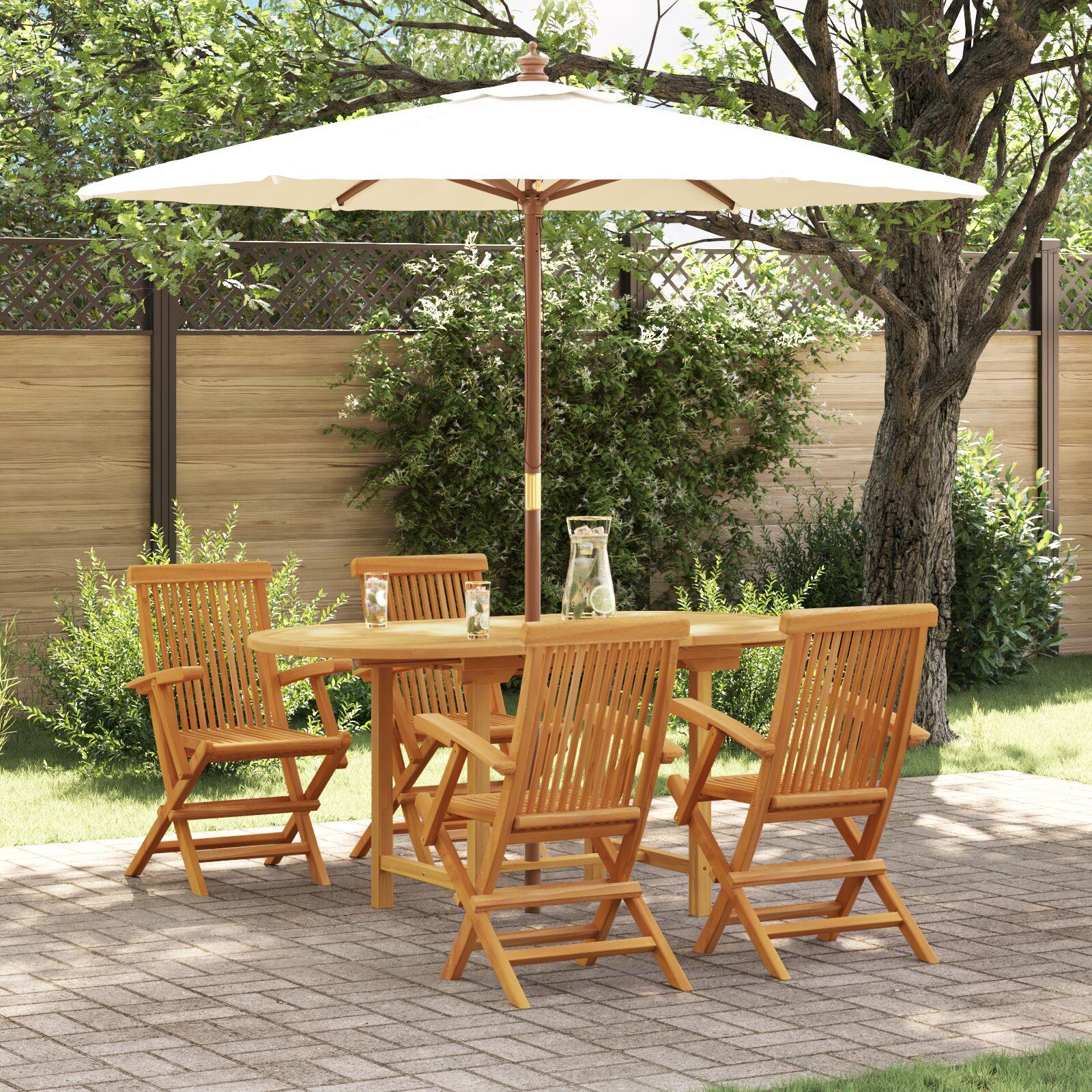 5-delers Havemøbelsæt i Massivt Teaktræ