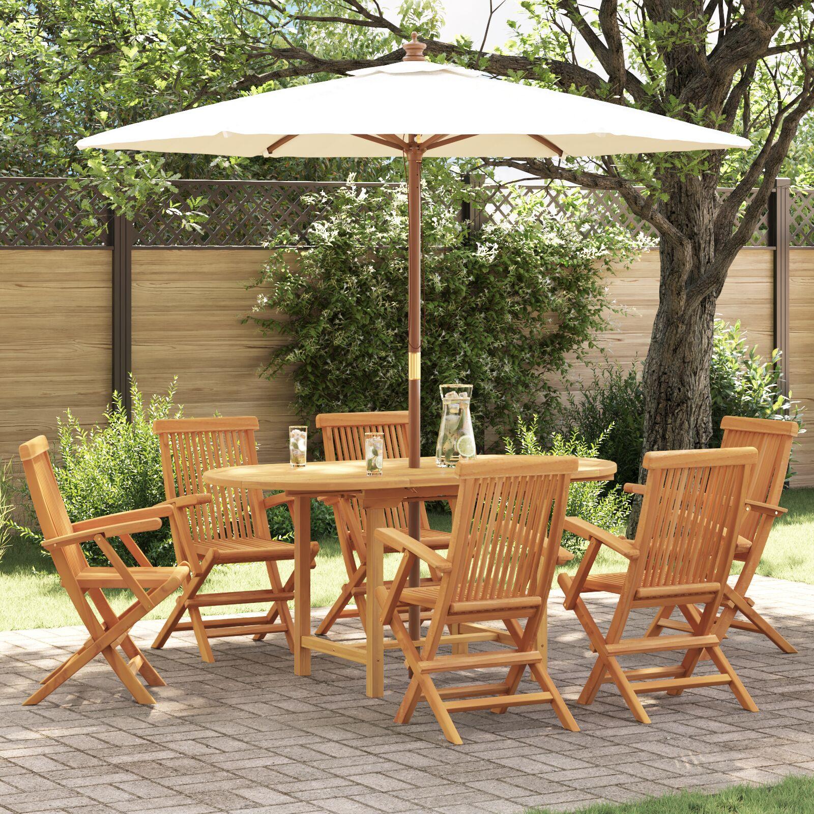 Have Spisebordssæt 7 Dele Brun 160 X 80 X 75 Cm Massivt Teaktræ