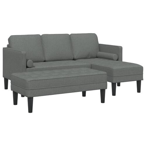 L-formet sofa Sæt med 2 Mørkegrå Polyester