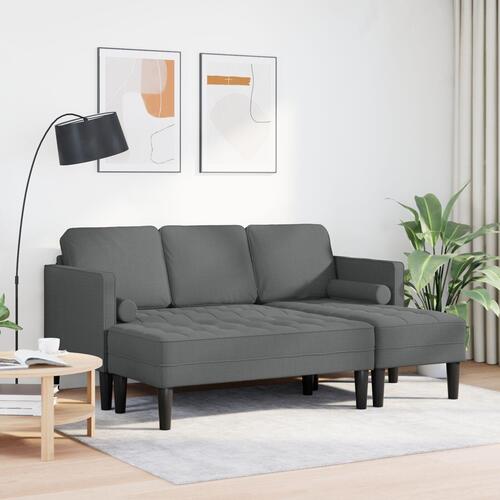 L-formet sofa Sæt med 2 Mørkegrå Polyester