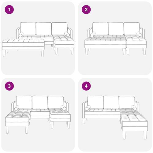L-formet sofa Sæt med 2 Mørkegrå Polyester