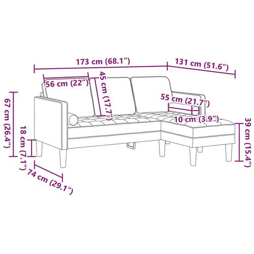 L-formet sofa Sæt med 2 Mørkegrå Polyester