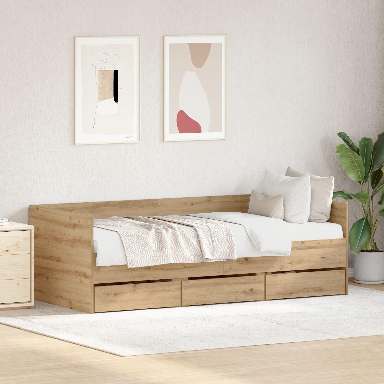 Daybed Håndlavet eg Konstrueret træ 90 x 190 cm Holdbar Daybed