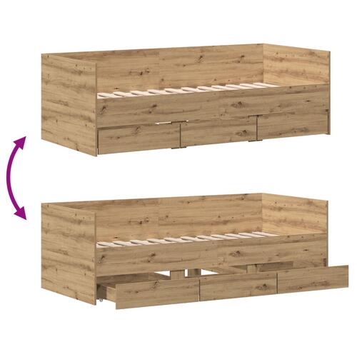 Daybed Håndlavet eg Konstrueret træ 90 x 190 cm Holdbar Daybed