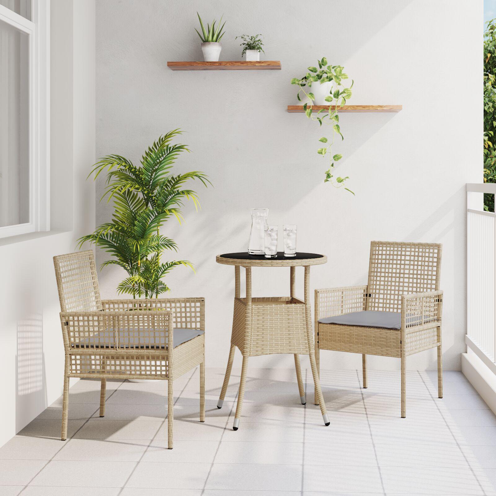 3-delt have spisegruppe i beige poly rattan