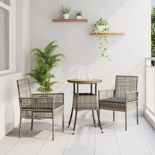 Spisemøbler Sæt Sæt af 3 Grå Rattan, Metal