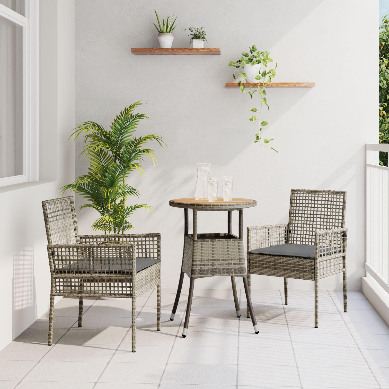 3-delt have spisesæt grå poly rattan
