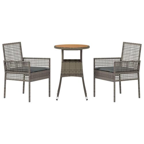 Spisemøbler Sæt Sæt af 3 Grå Rattan, Metal