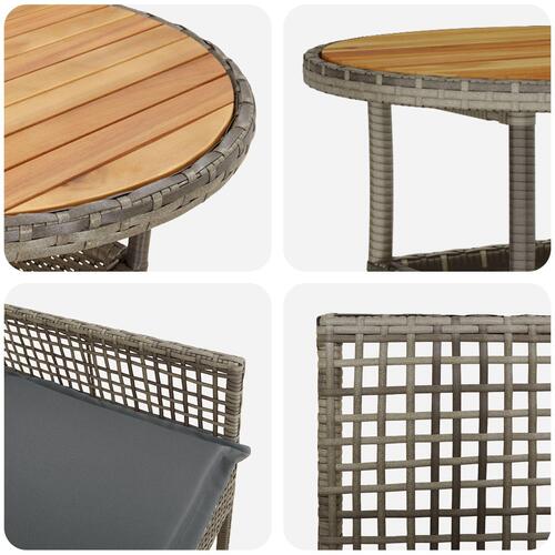 Spisemøbler Sæt Sæt af 3 Grå Rattan, Metal