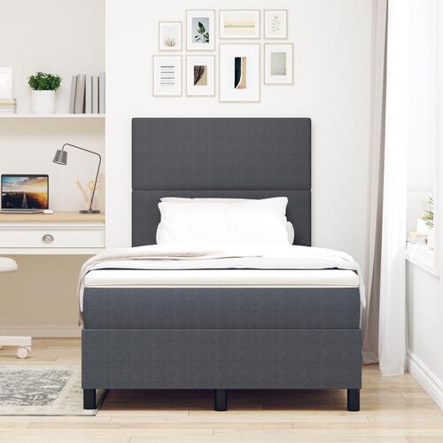Box Spring Seng med Madras Mørkegrå Fløjl 120 x 200 cm