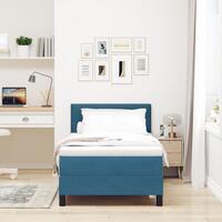 Box Spring Seng med Madras Mørk Blå 90x200 cm Fløjl
