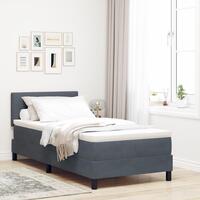 Box Spring Seng med Madras Mørkegrå 100x200 cm Fløjl