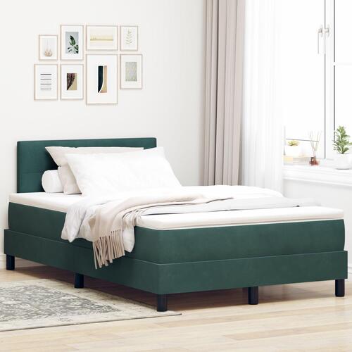 Box Spring Seng med Madras Mørkegrøn 120x200 cm Fløjl