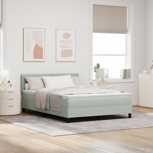 Boxspring Seng med Madras Lysegrå 140x200 cm Fløjl