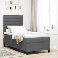 Sengestel med madras Mørkegrå Stof 90 x 200 cm Sengemadras