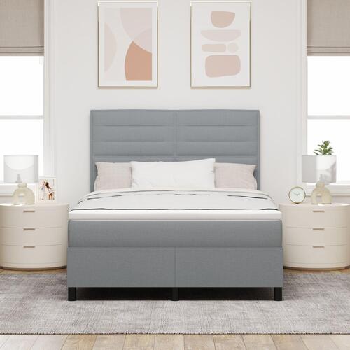 Seng Ramme med Madras Lysegrå Stof 140 x 200 cm Seng Ramme