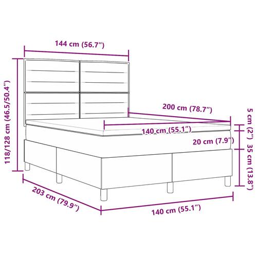 Seng Ramme med Madras Lysegrå Stof 140 x 200 cm Seng Ramme