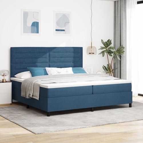 Sengestel med madras Marineblå Stof 200 x 200 cm Sengemadras