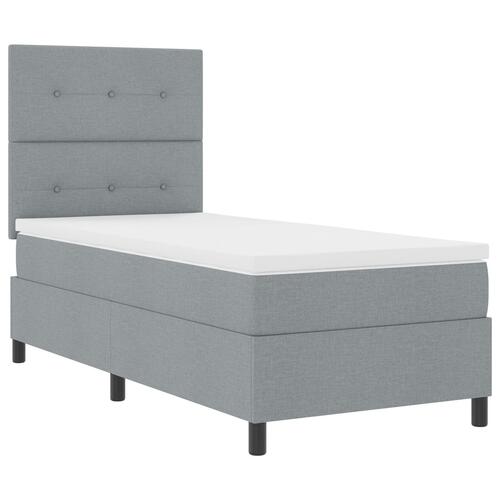 Senge Ramme med Madras Lysegrå Stof 100 x 200 cm Sengemadras