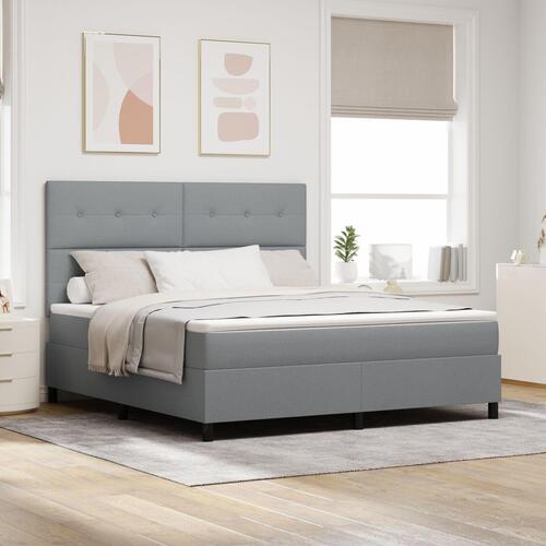 Sengestel med Madras Lys Grå Stof 180 x 200 cm Box Spring Seng