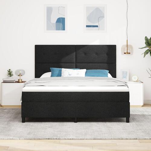 Sengestel med madras Sort Stof 180 x 200 cm Sengemadras