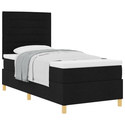 Box Spring Seng med Madras Sort 90x200 cm Stof