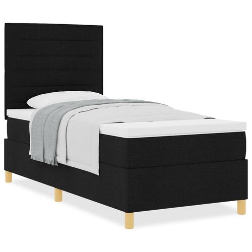 Box Spring Seng med Madras Sort 90x200 cm Stof