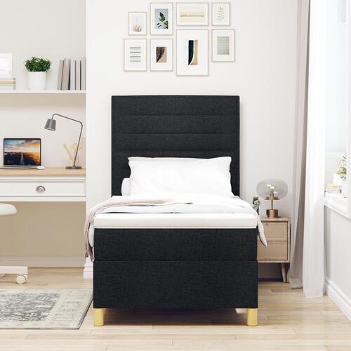 Box Spring Seng med Madras Sort 90x200 cm Stof