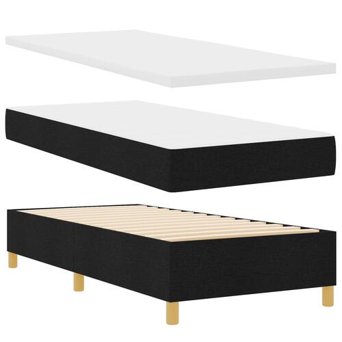 Box Spring Seng med Madras Sort 90x200 cm Stof