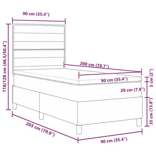 Box Spring Seng med Madras Sort 90x200 cm Stof