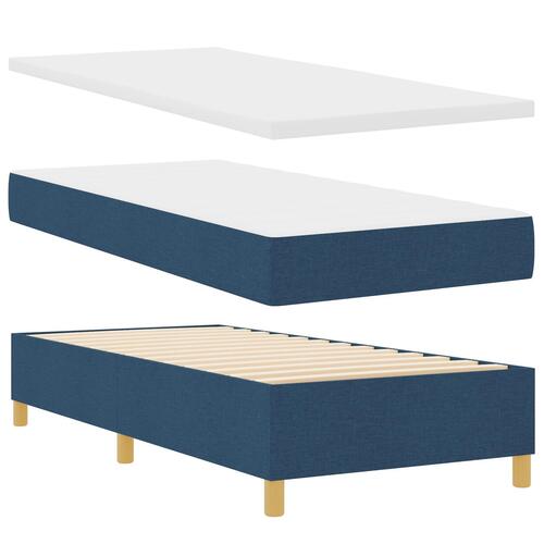 Box Spring Seng med Madras Blå 100x200 cm Stof