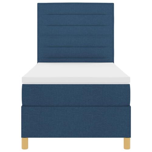 Box Spring Seng med Madras Blå 100x200 cm Stof