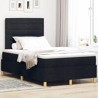 Box Spring Seng med Madras Sort 120x200 cm Stof