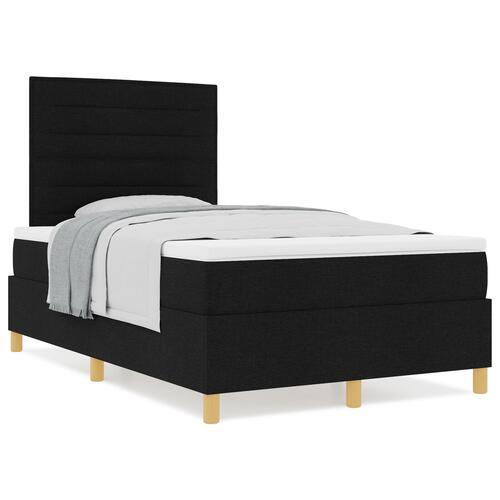 Box Spring Seng med Madras Sort 120x200 cm Stof