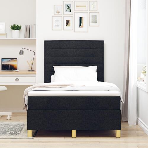 Box Spring Seng med Madras Sort 120x200 cm Stof