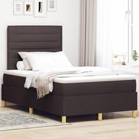 Box Spring Seng med Madras Mørkebrun 120x200 cm Stof
