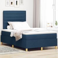 Box Spring Seng med Madras Blå 120x200 cm Stof