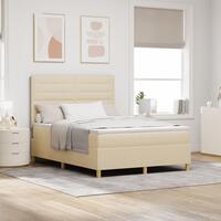 Boxspring Seng med Madras Creme 140x190 cm Stof