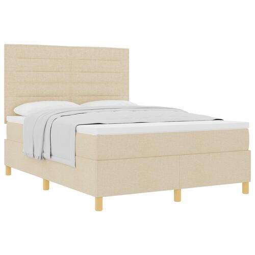 Boxspring Seng med Madras Creme 140x190 cm Stof