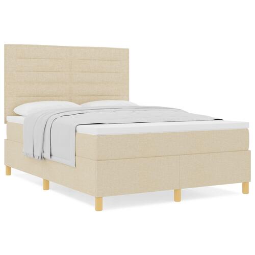 Boxspring Seng med Madras Creme 140x190 cm Stof