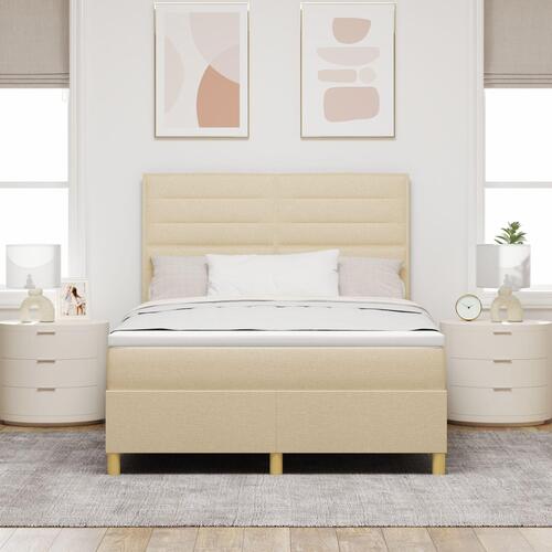 Boxspring Seng med Madras Creme 140x190 cm Stof